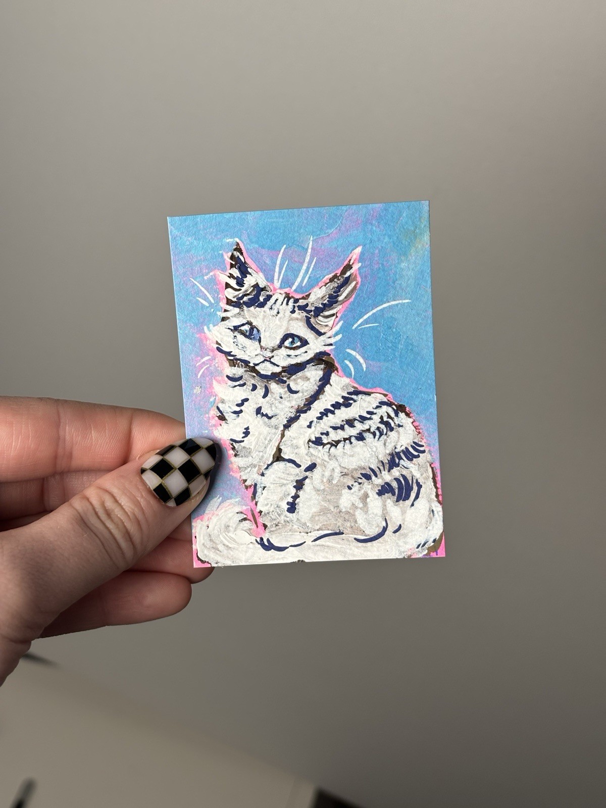 ACEO Original Tabby Cat Painting Art By Lizz