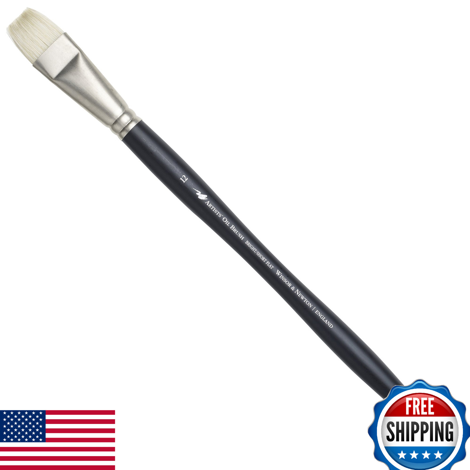 Winsor & Newton Artists' Oil Hog Paint Brush, Long Handle, Bright, Size 12