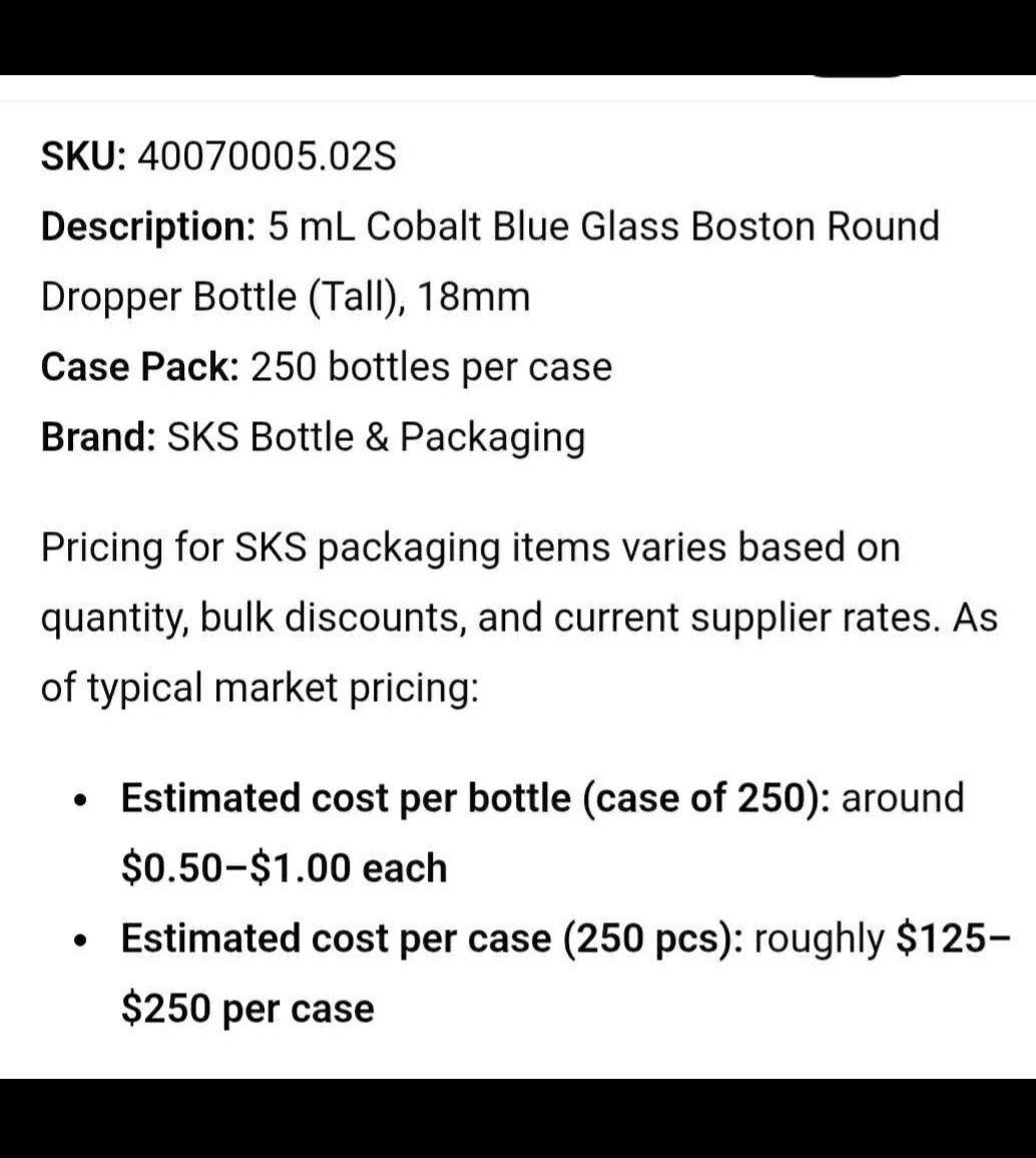 SKS Bottle & Packaging 5 mL Cobalt Blue Glass Dropper Bottle 18mm Lab