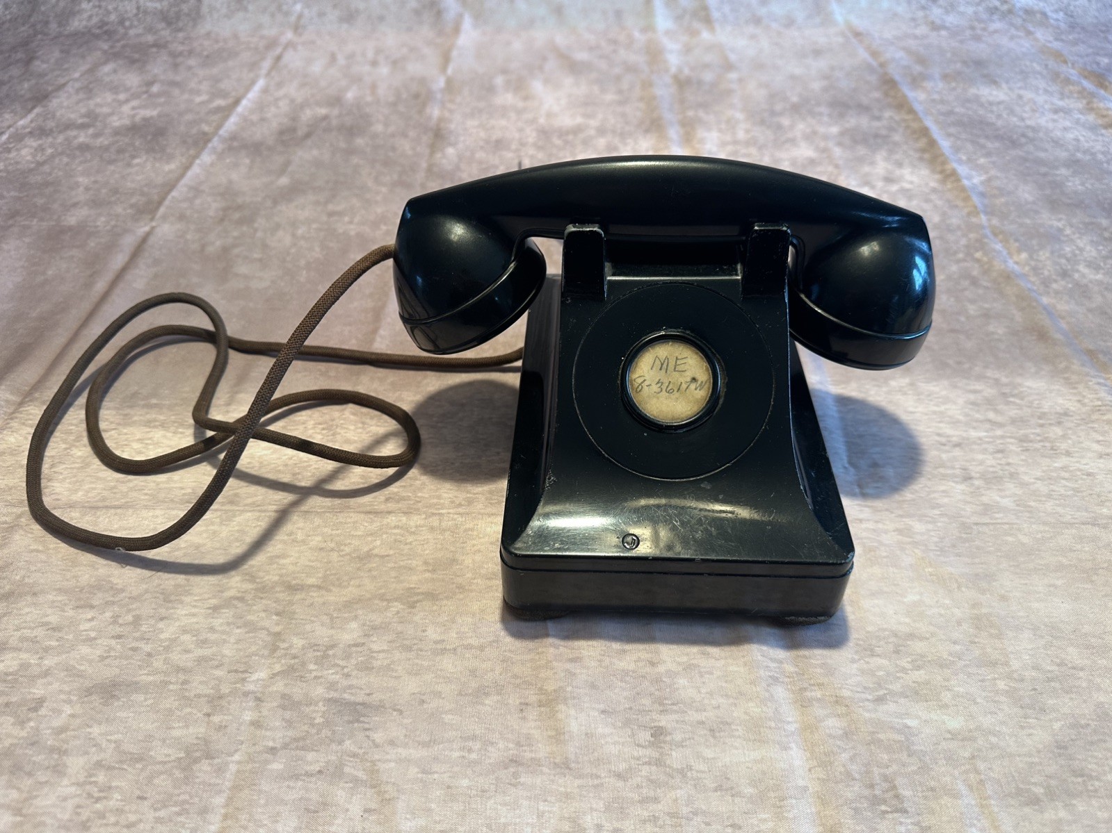 1942 Western Electric 302 Non Dial Base Telephone - Orig Cloth Cords too!