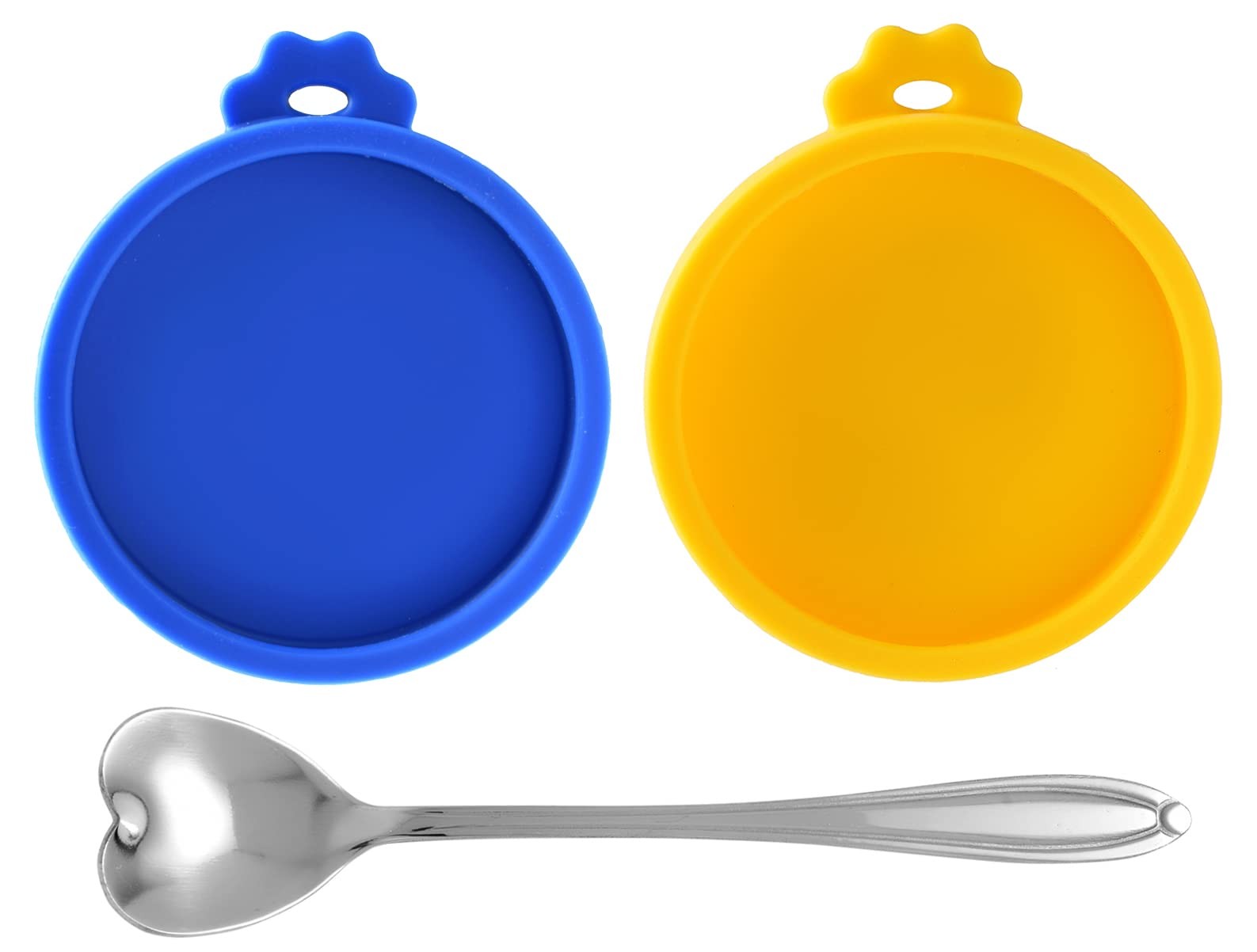 Comtim Cat Food Can Lids, Silicone Pet Lids Small Yellow, Blue 