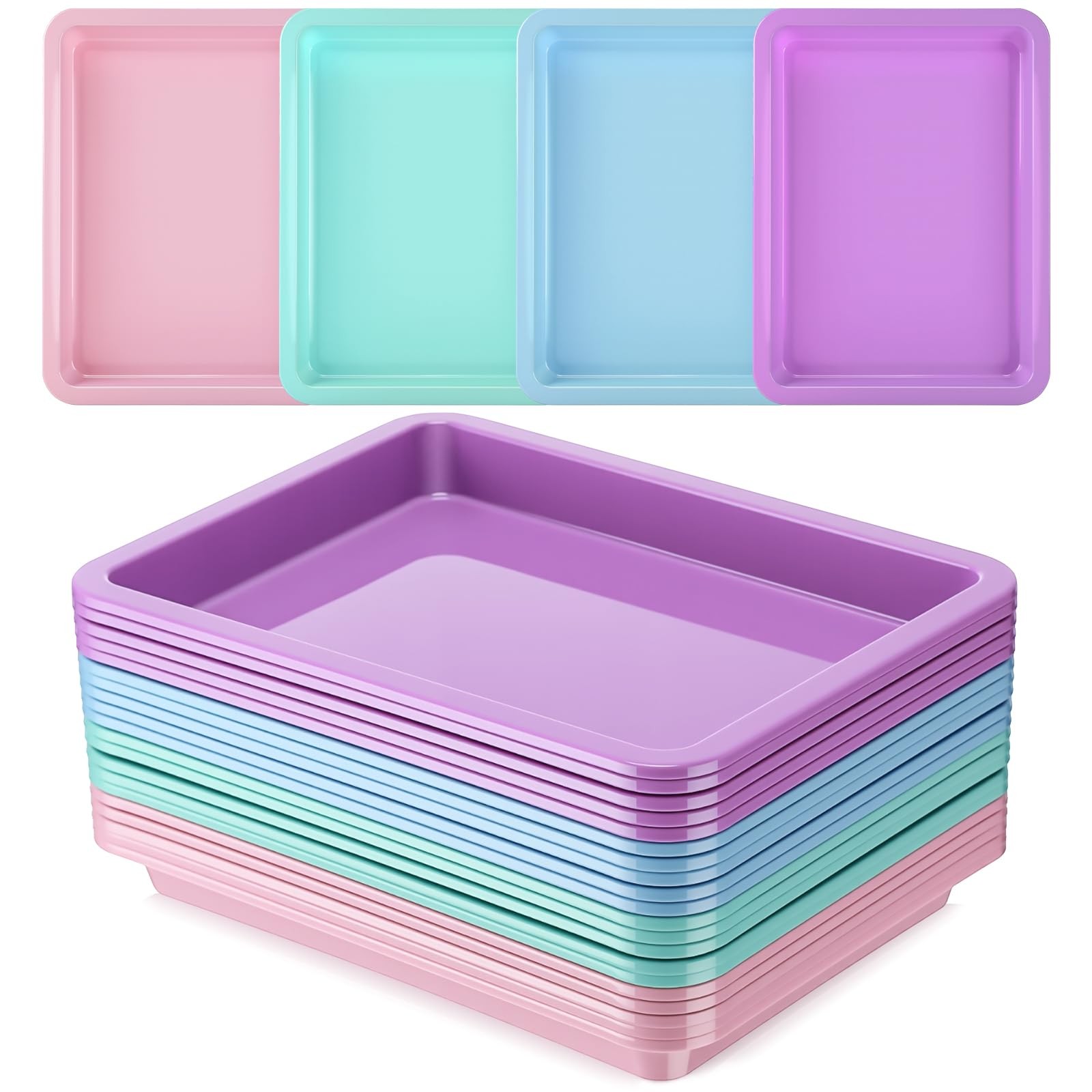 Mimorou 20 PK Plastic Art Sand Sensory Trays Stackable Multicolor Craft Supply