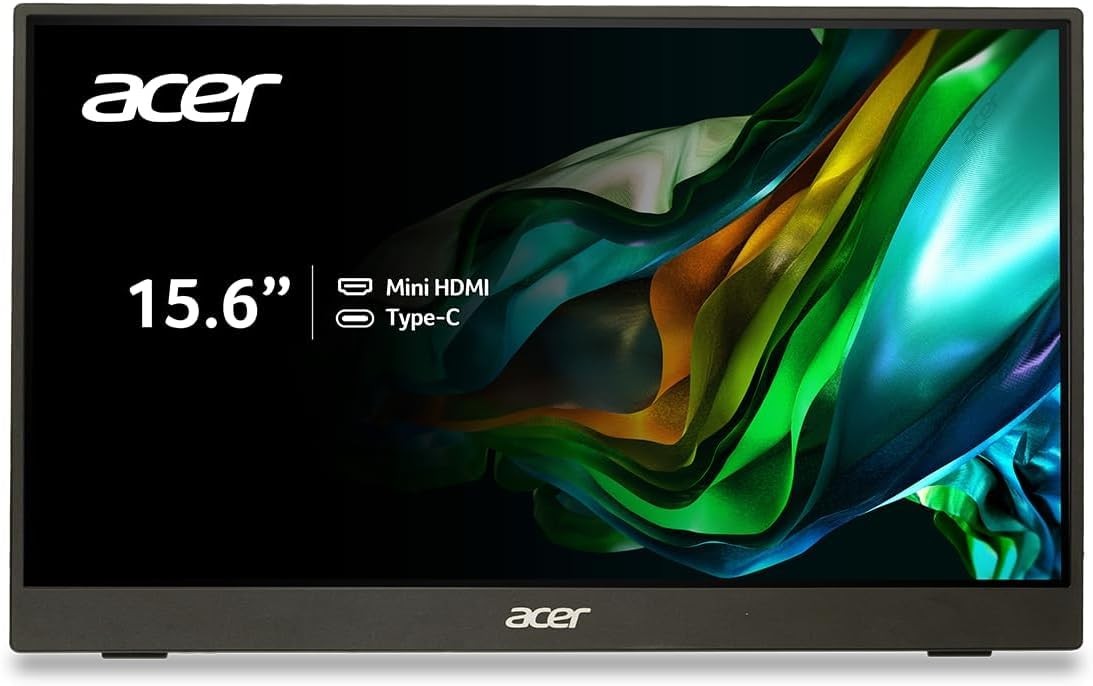 15.6 inch Portable Monitor 2x USB C IPS FHD Acer PM161Q Bbmiuux Full 1920 1080