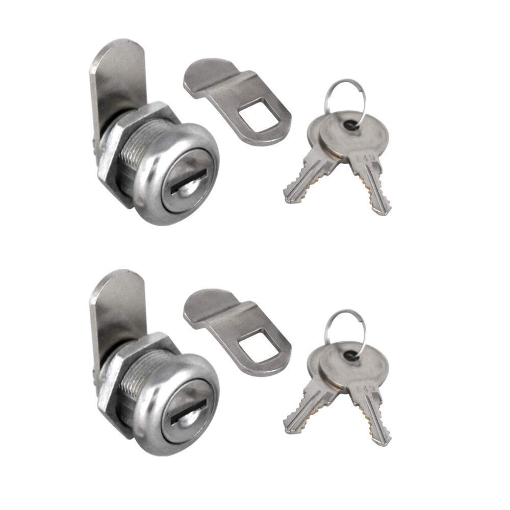 2Pcs Cabinet Cam Lock Keyed Alike Tool Box Locks 5/8" Cylinder for Truck Pick...