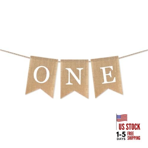 ONE Burlap Banner for Nursery Decor First Birthday Party Rustic Theme 