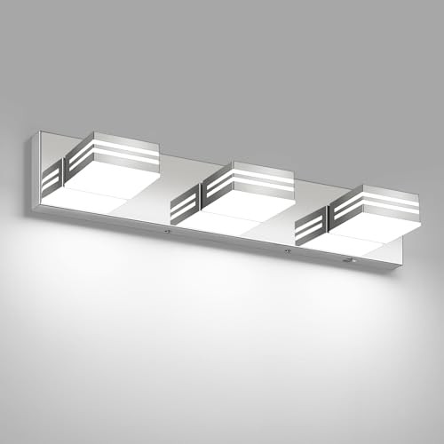LED Modern Bathroom Vanity Light 3-Light，24-Inch Chrome- 6000K Non-dimmable
