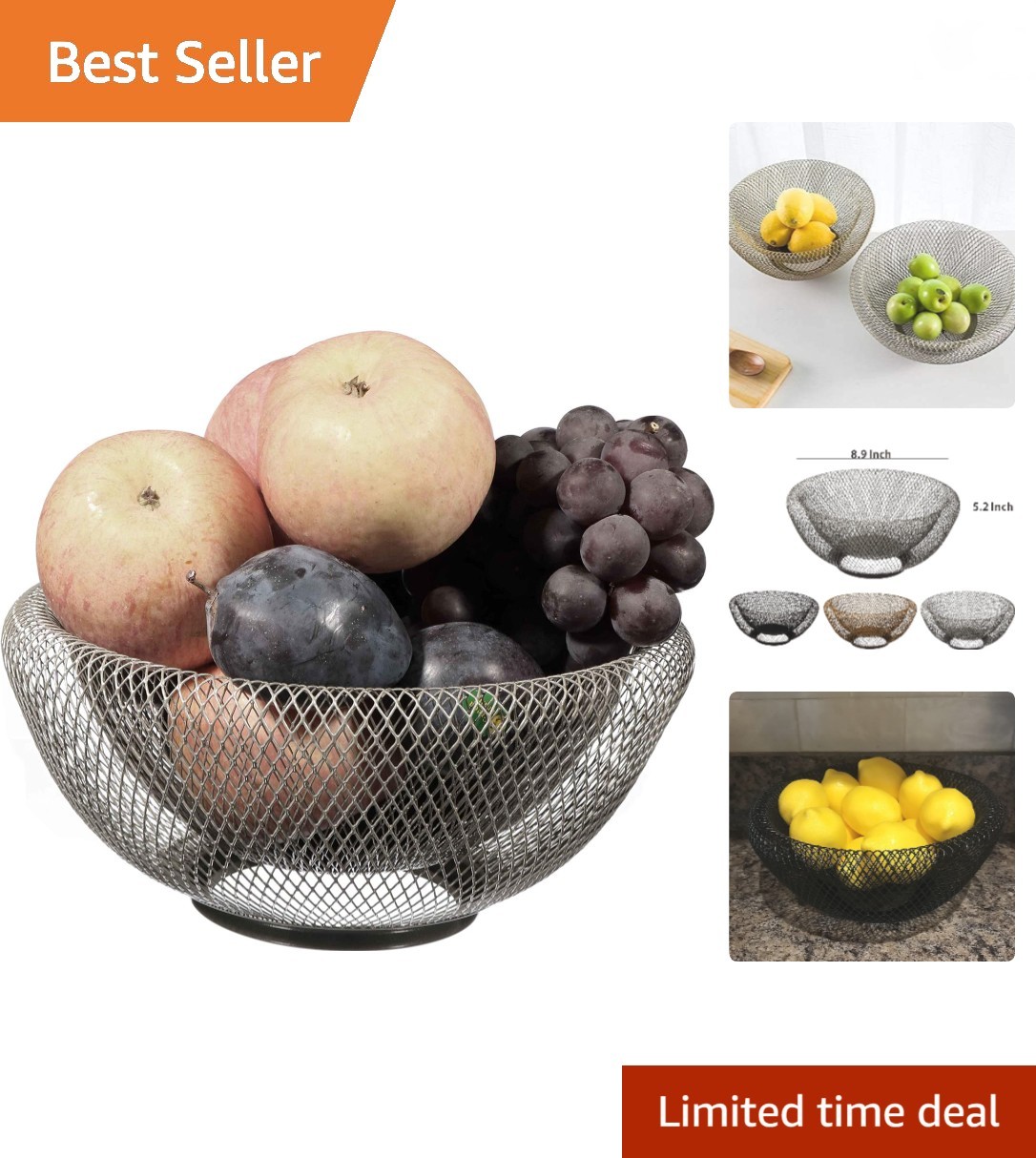 Fruit Basket For Kitchen Counter,Fruit Basket With Banana Hanger For Kitchen ...