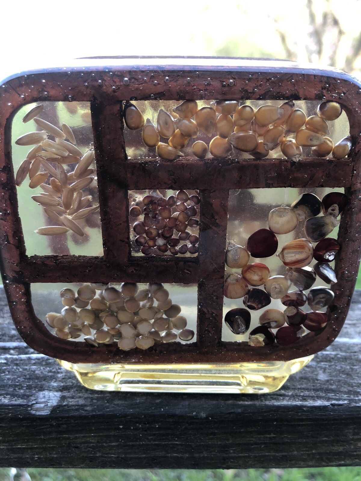 70s Resin Lucite Napkin Holder Seeds Botanical  Gamut Designs 