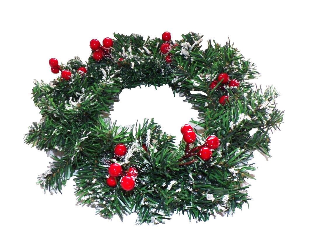 New 12" Christmas Red Berry Wreath Frosted Pine Farmhouse Door & Wall Decor Rdsk