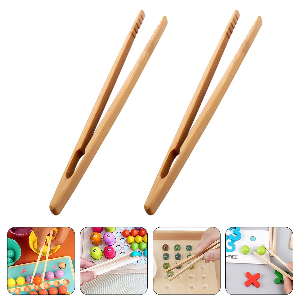  2Pcs Fine Motor Training Tweezers Toys Wood Tweezers Clips Early Educational