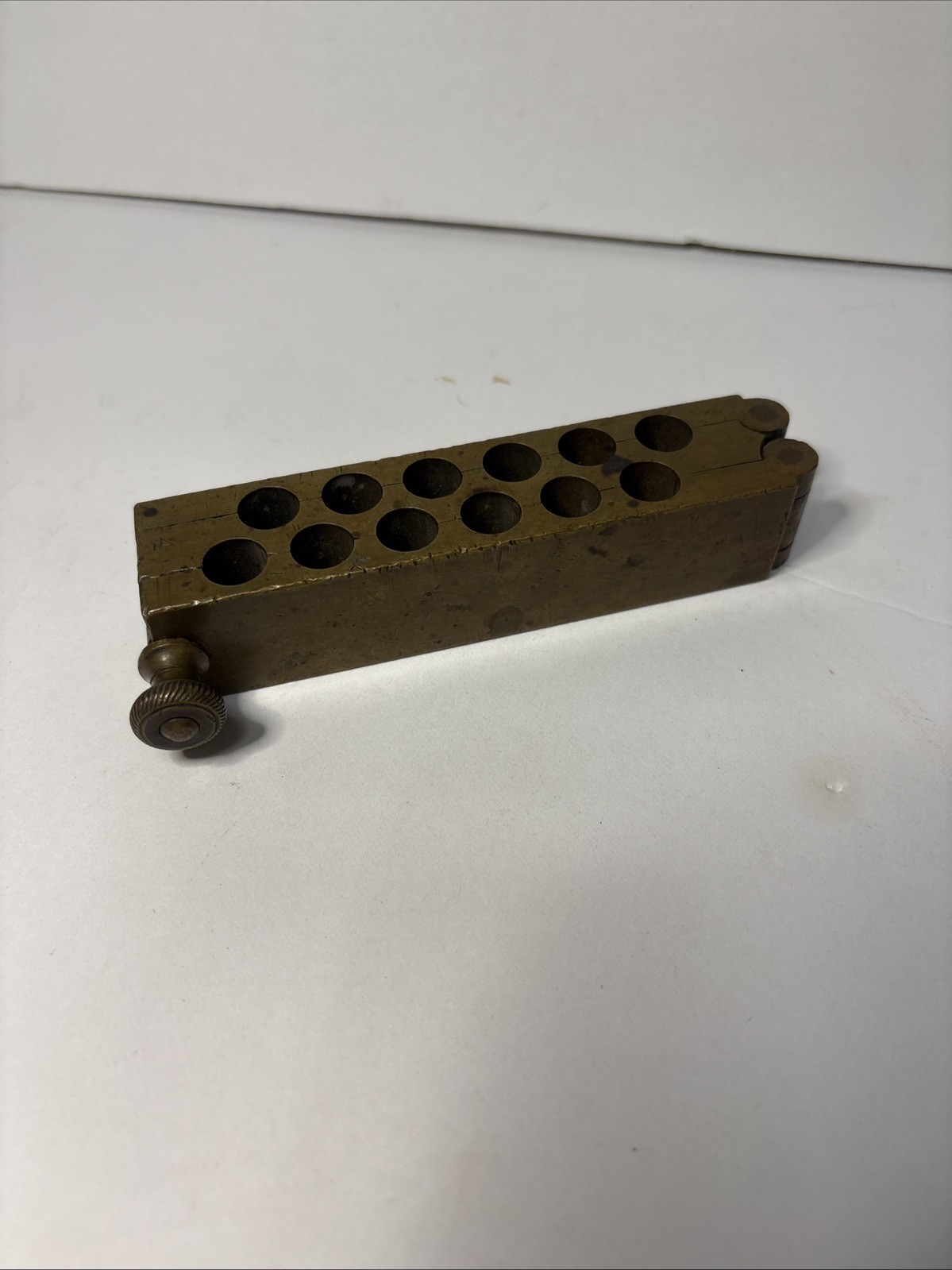 Antique Circa 1850 Medical 12 Chamber Suppository Mold Solid Brass Hinged Rare