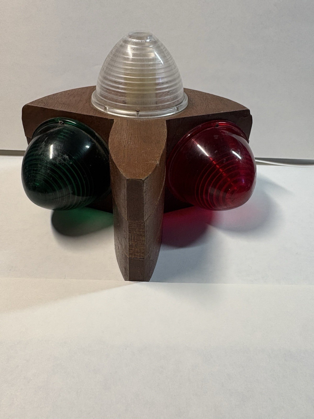 Vintage Wooden Boat Navigation Light – Red/Green Bow & Clear Anchor Light