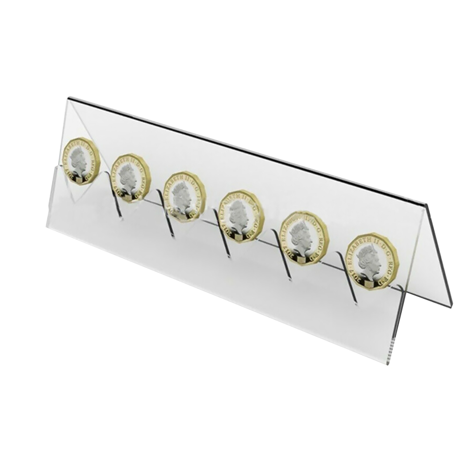 Acrylic Clear 6-Slot Collectible Coin Holder Collector Display Stand Organizer C