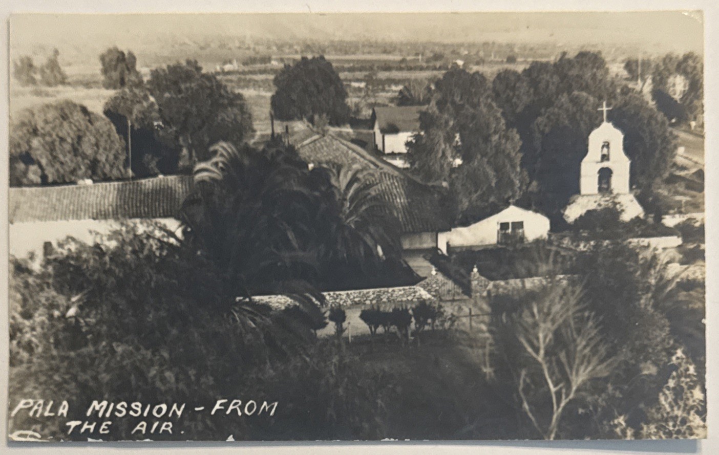 Pala Mission From The Air California CA 1930s Real Photo RPPC Postcard