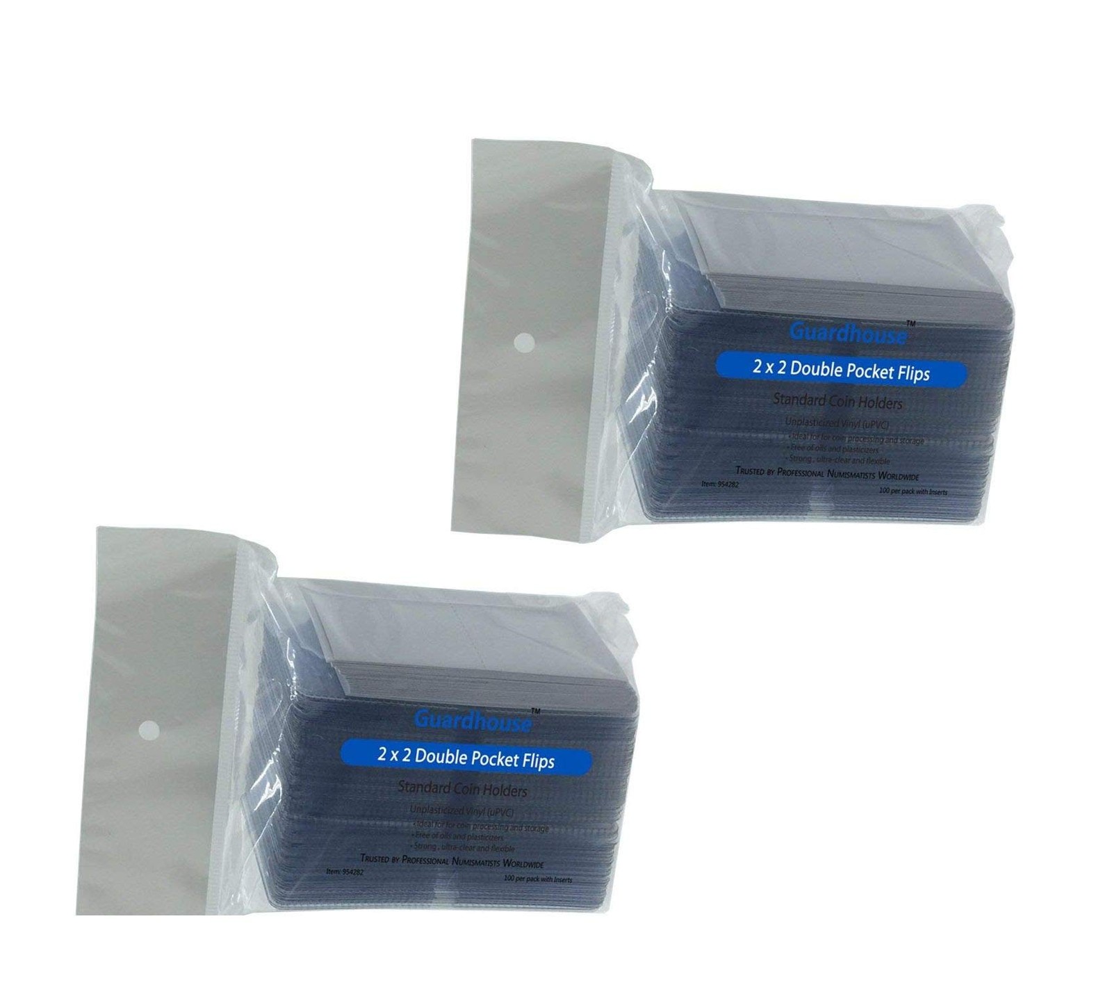 200 PCS 2x2 Inch Double Pocket Unplasticized Coin Flips With Paper Inserts