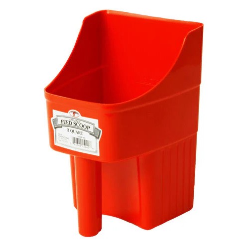3 Quart Plastic Enclosed Feed Scoop, Red
