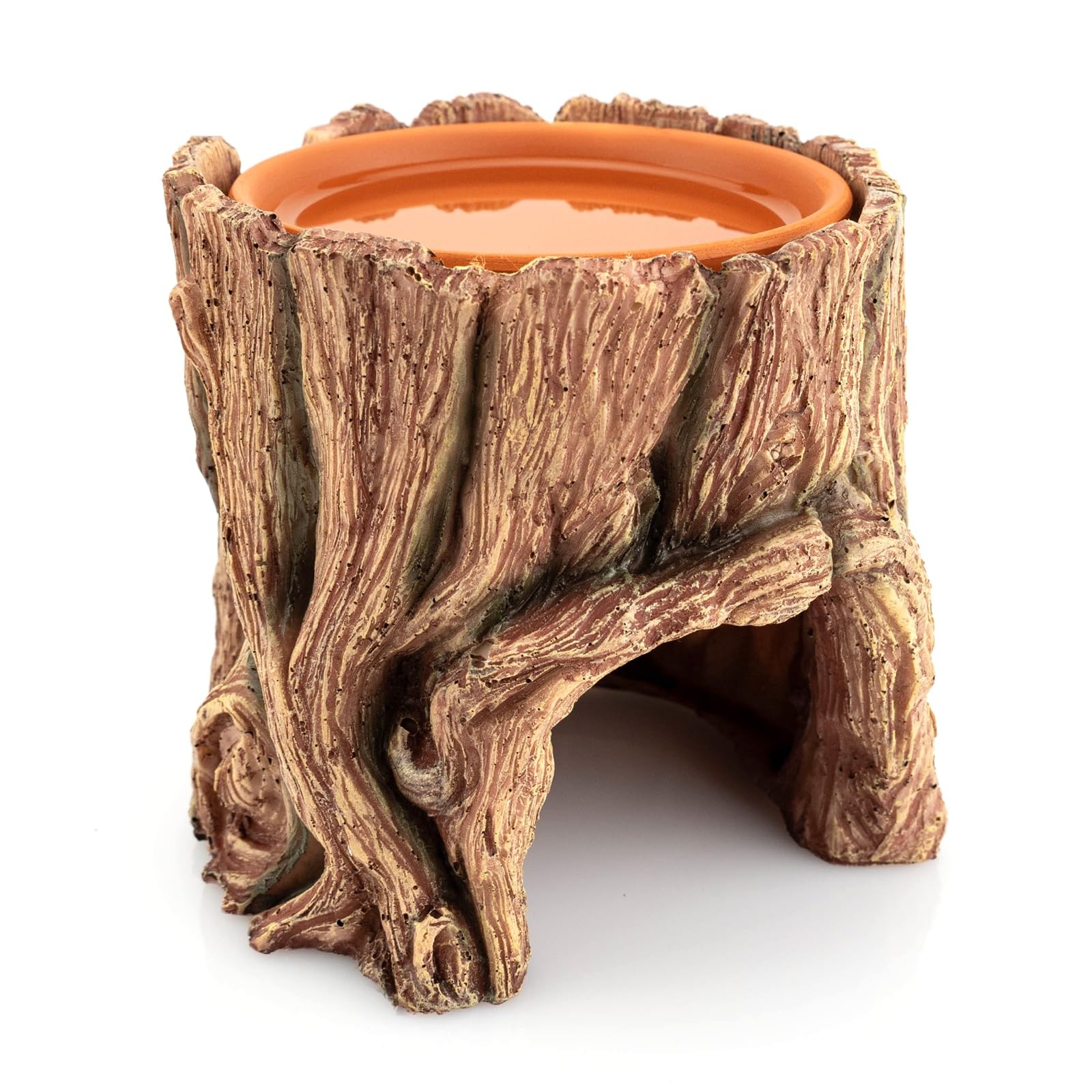 Reptile Hide Cave Resin – Moisture Keeping Reptile Shelter with Clay Water Ba...