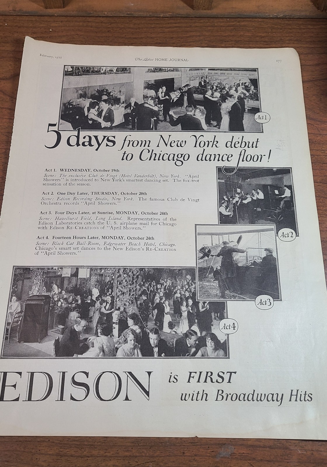 1922 Vintage Edison Broadway Print Ad
