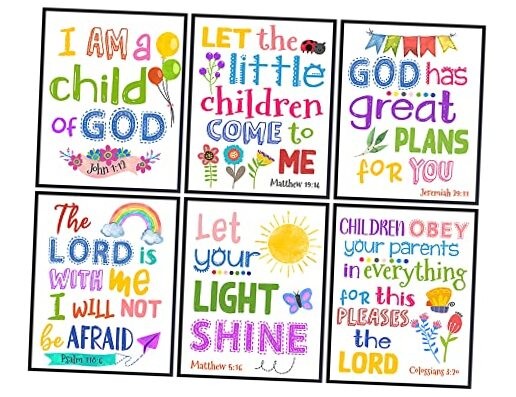 Bible Verse Wall Art - Scripture Wall Art - Christian Artwork for Kids, 8x10