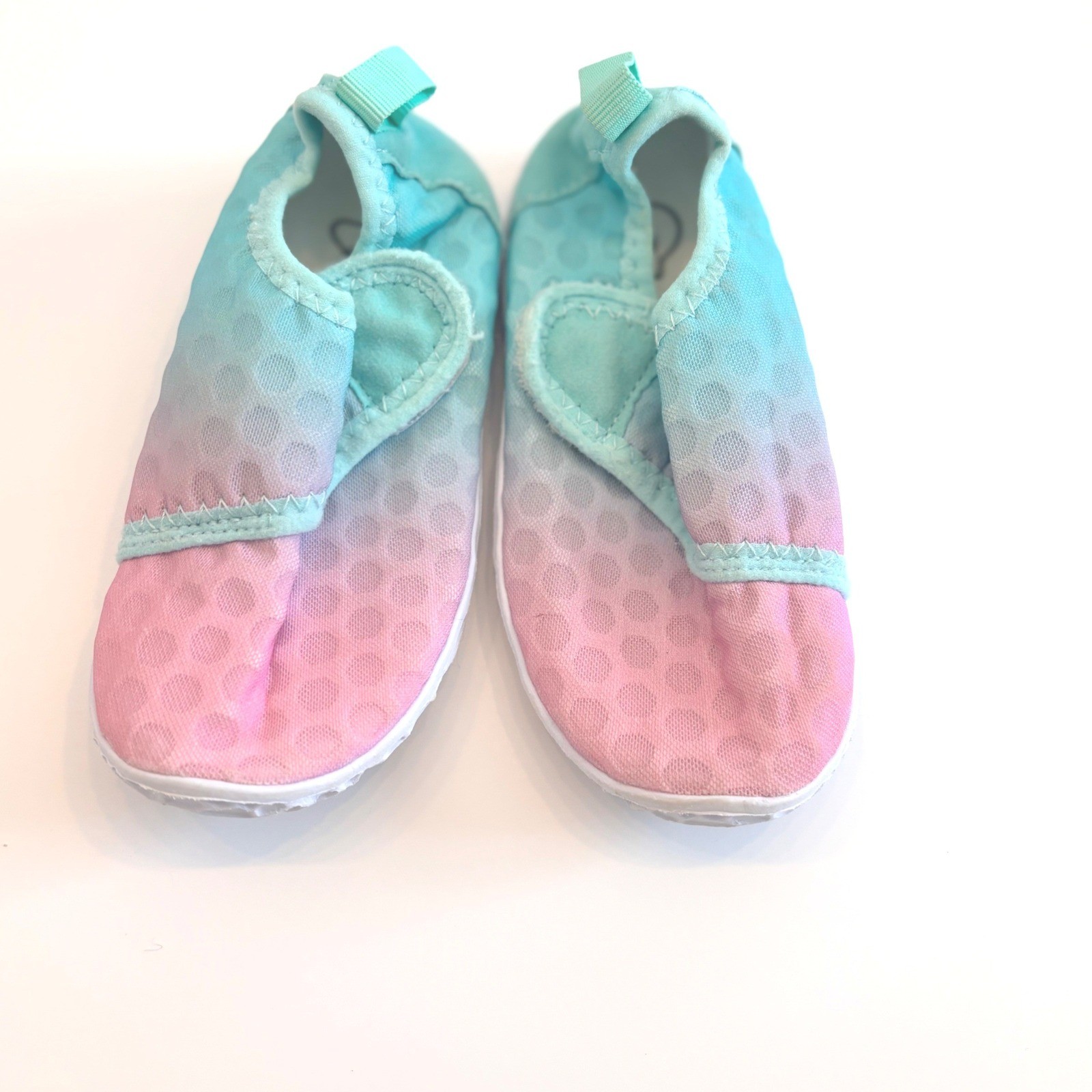 Pink Teal Ombre Mesh Water Shoes Kids Toddler Aqua Socks Honeycomb Print 9.5