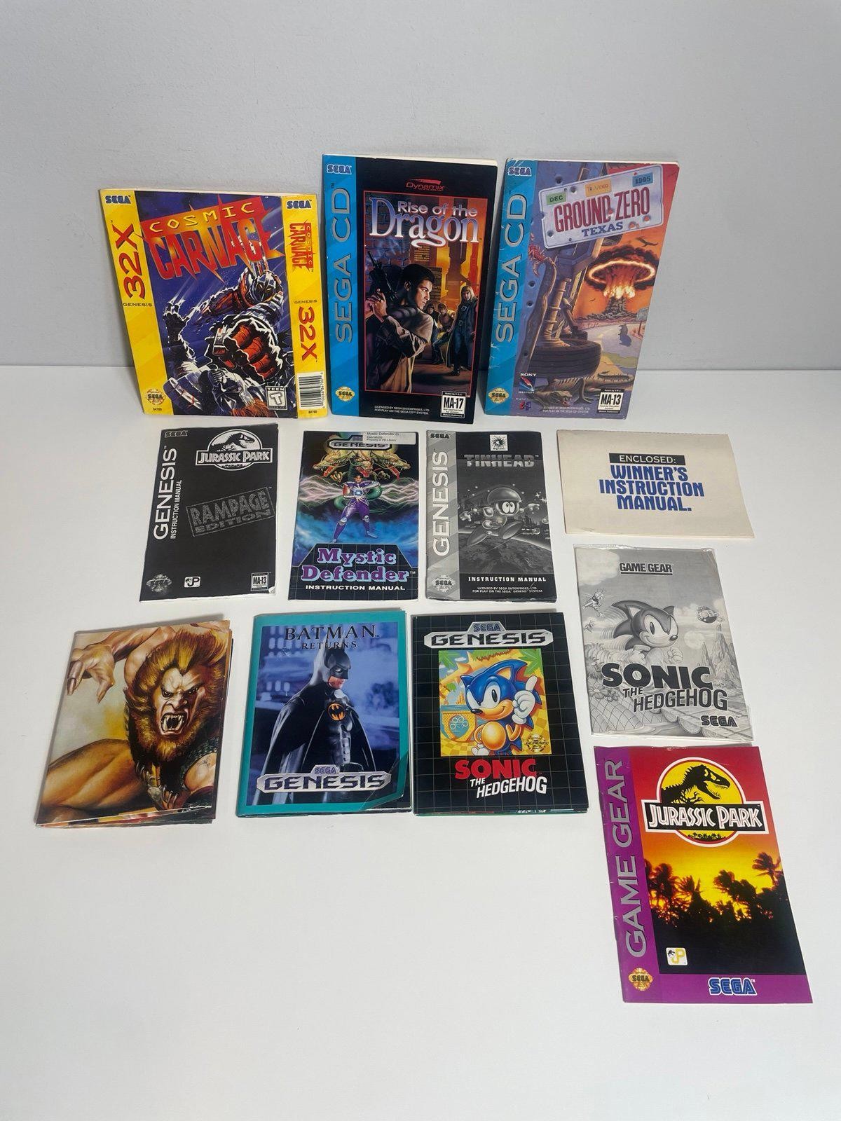 Sega Genesis Sega CD 32X Game Gear Manuals Poster Lot
