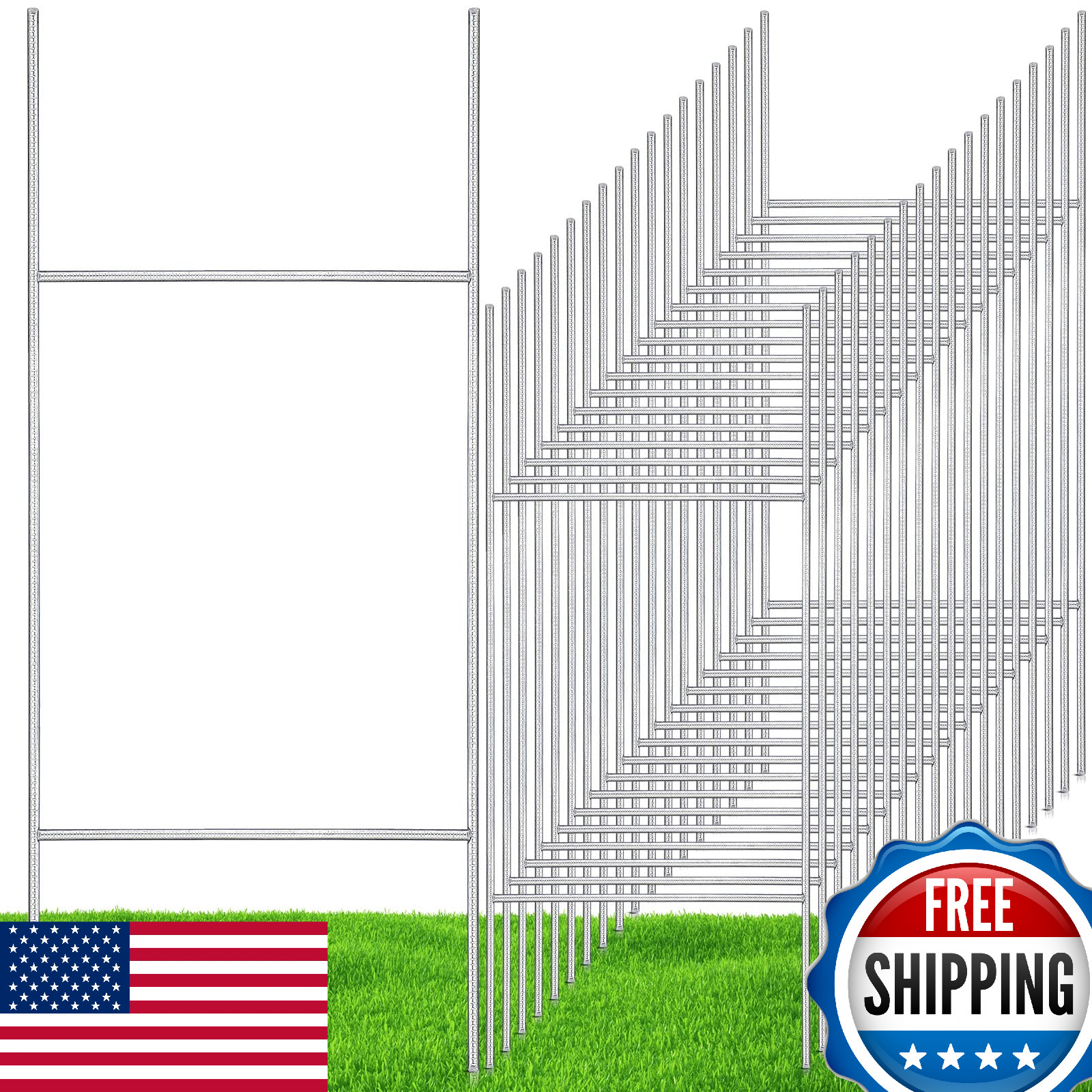 Therwen 30-Pcs 30"x10" Heavy Duty Metal H-Stakes for Yard Signs, Silver