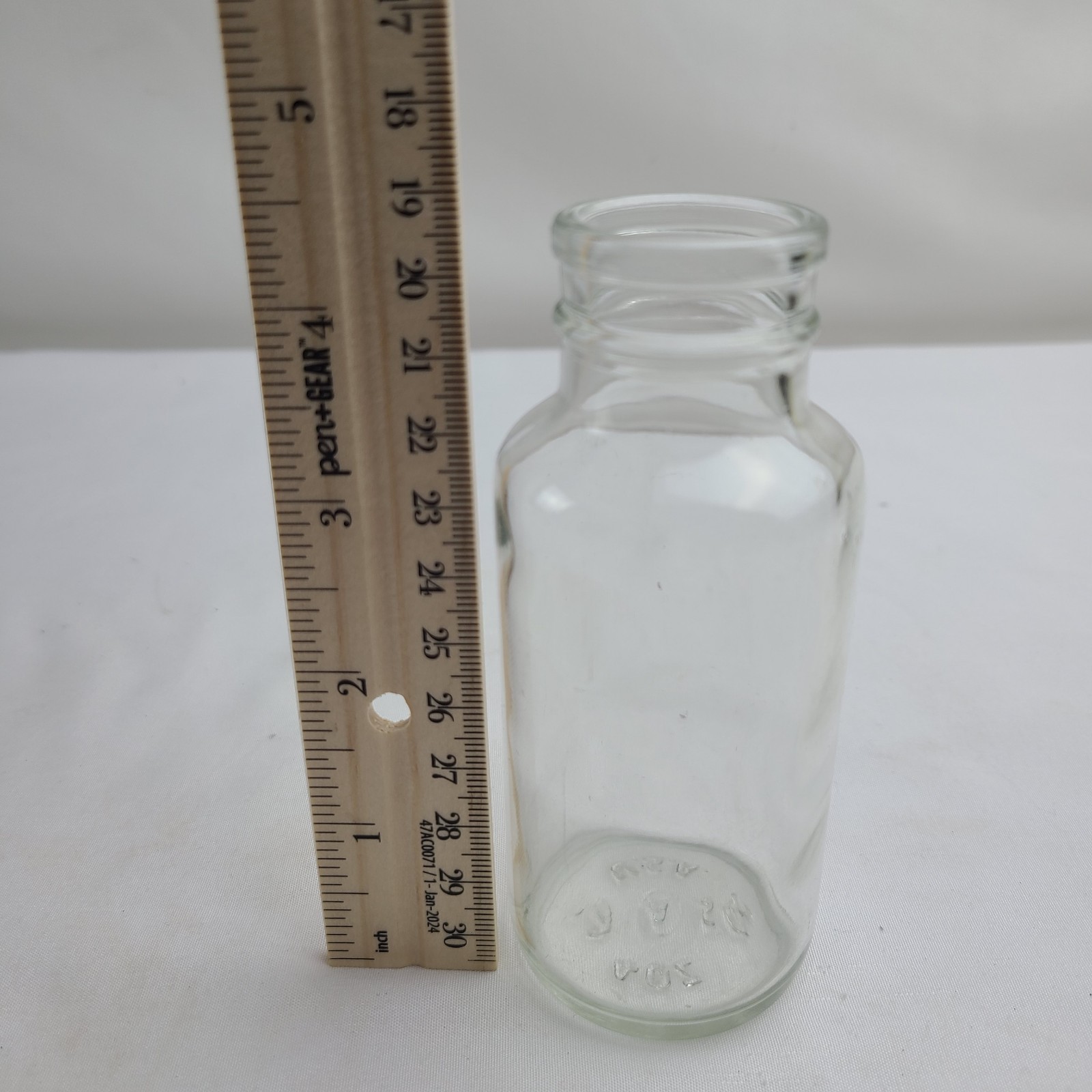 Vintage Round Clear 4oz Glass Bottle Apothecary Vase USA