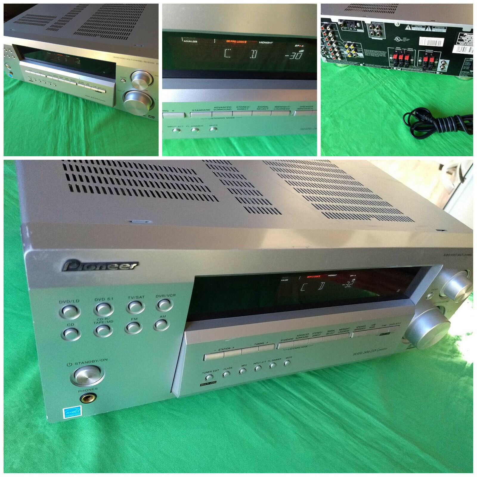 PIONEER VSX-D414S Audio Video Receiver Multi Channel DVD CD VCR TAPE (Silver) 