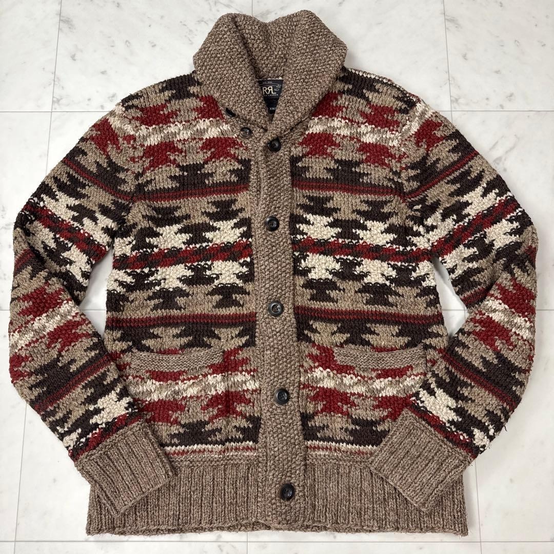 RRL Ralph Lauren Southwestern Blanket Pattern Hand Knit Cardigan MENS size S JPN