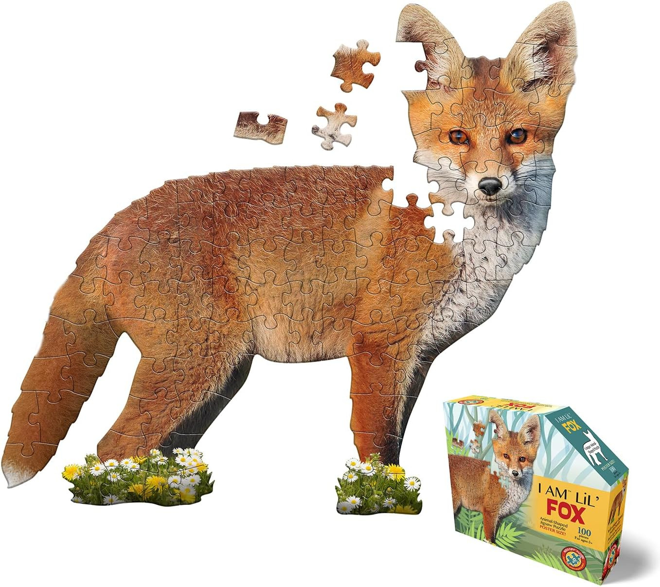 Lil' FOX 100 Piece Jigsaw Puzzle for Ages 5+ - 4001 - Unique Animal-Shaped Borde