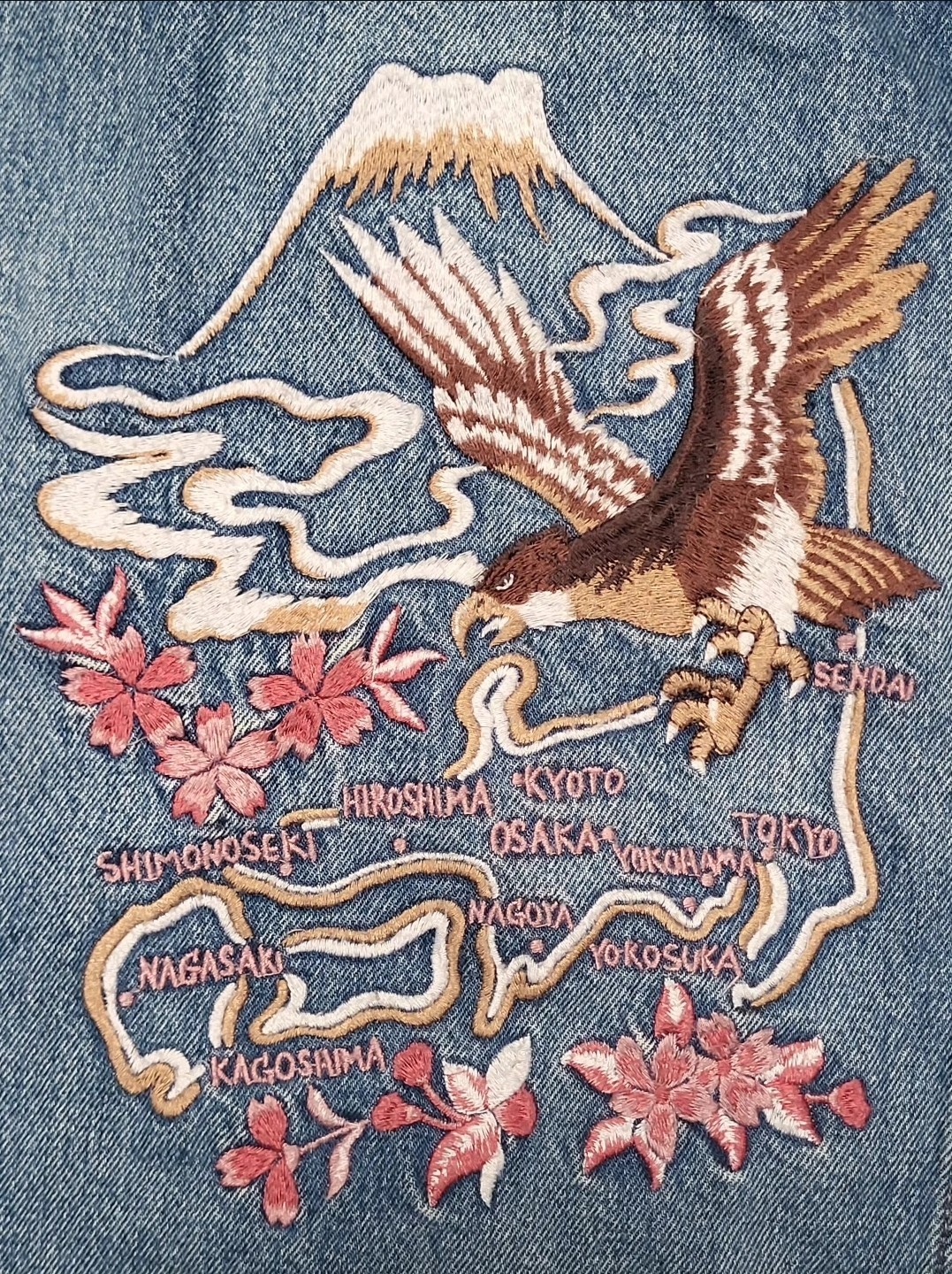 BNWOT LEVIS Sukajan Jacket Denim Indigo Hawaiian Embroidery Sz L Limited Edition