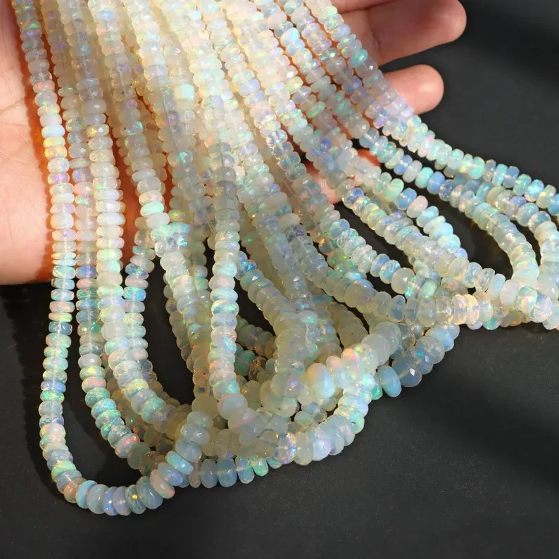 Top Quality Ethiopian Opal Faceted Rondelle Beads, Ethiopian Opal Rondelles,