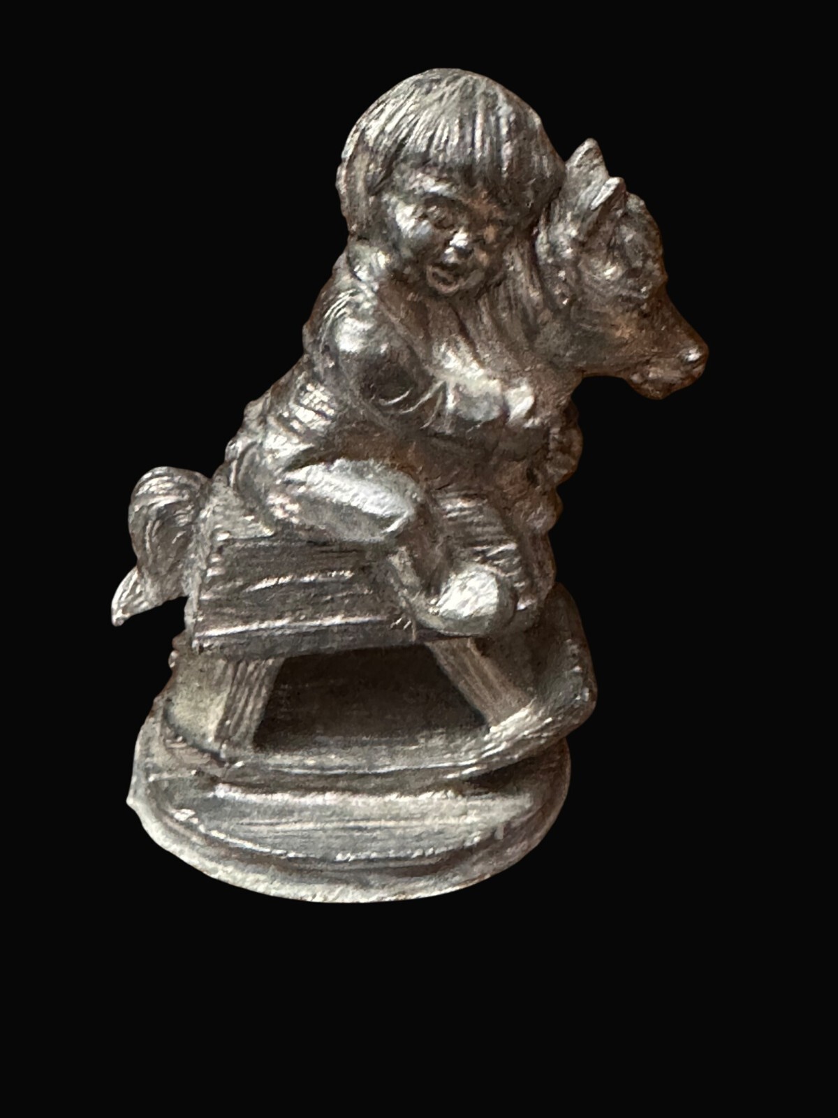 Michael Ricker Pewter Figurine Of Child On Rocking Horse