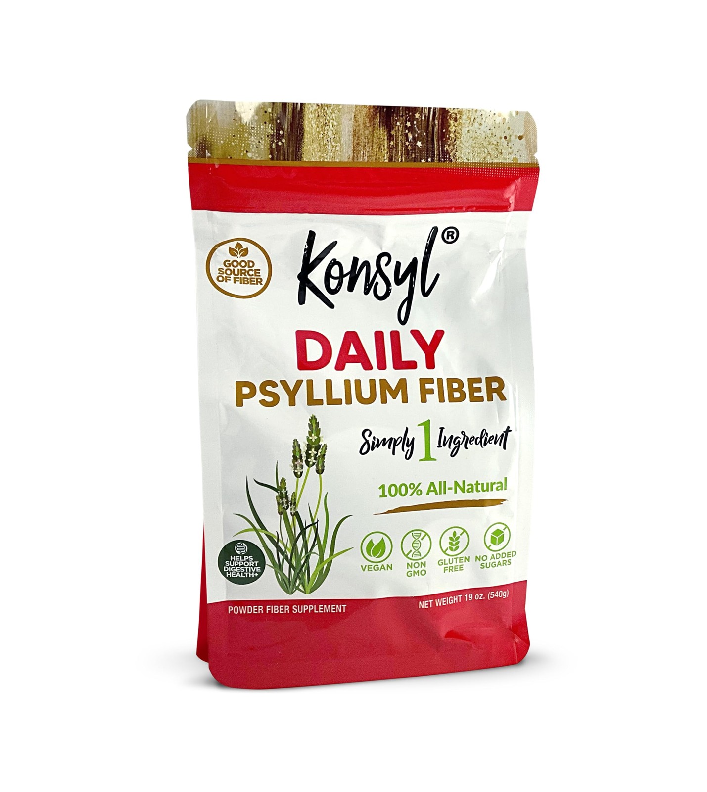 Konsyl Daily Psyllium Fiber Powder | 100% 1.19 Pound (Pack of 1), Bag 