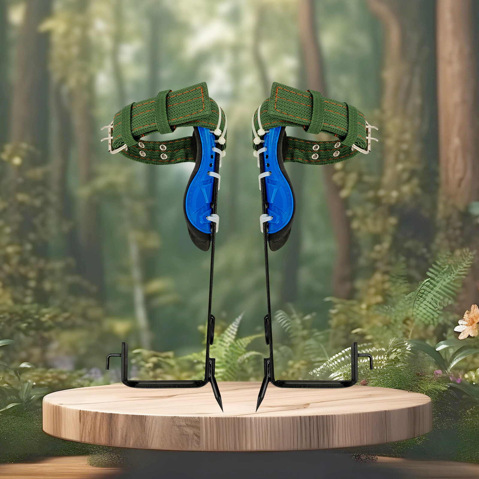 Adjust Tree/Pole Climbing Spike Set 2 Gear Safety Belt Rope Lanyard w/ Carabiner