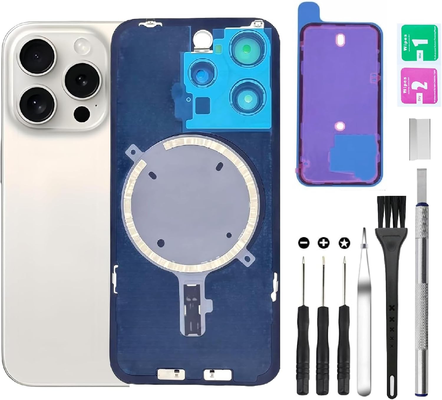 Rear Back Cover Glass Replacement for iPhone 15 Pro Back Glass Camera Lens