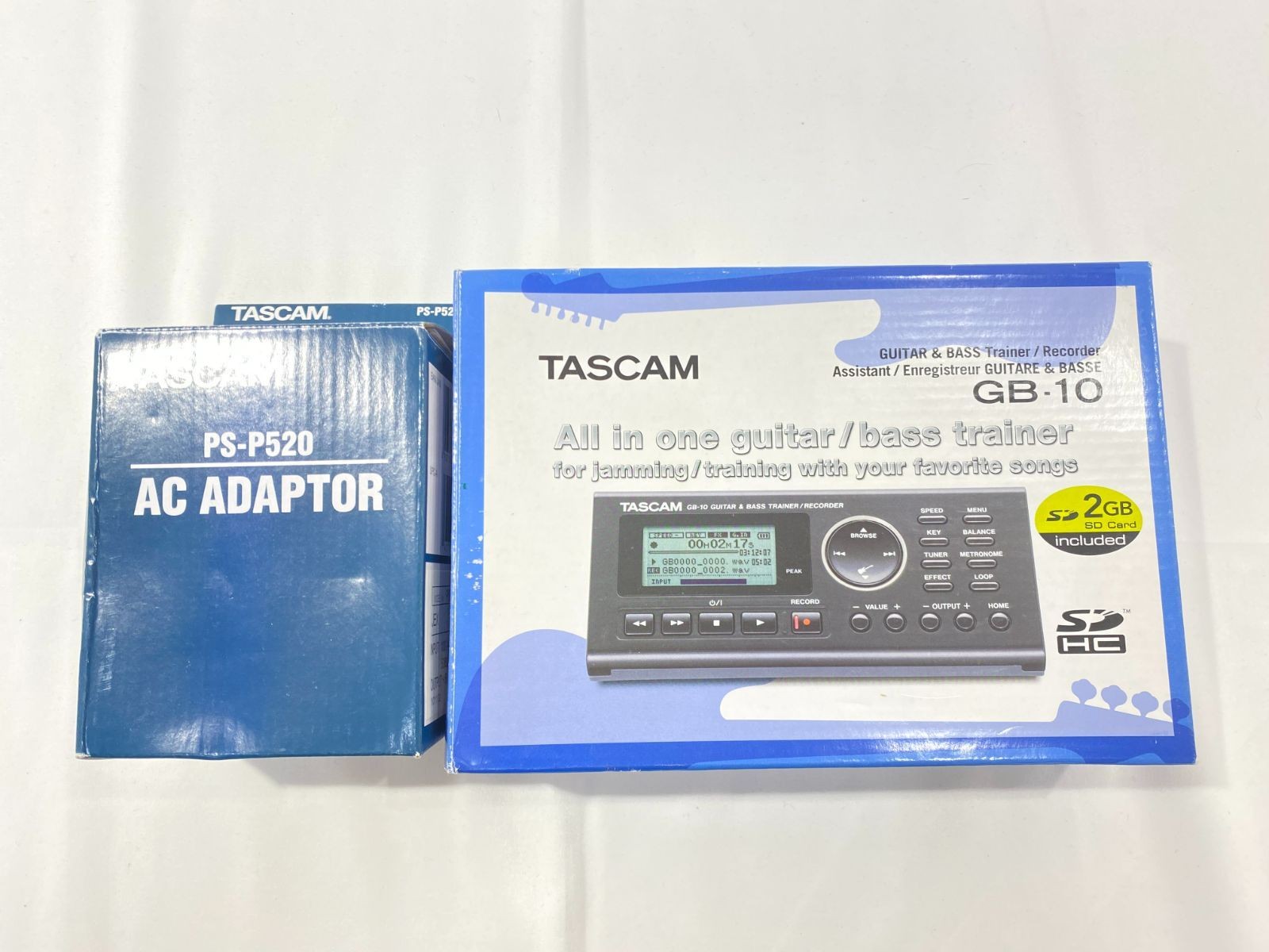 TASCAM GB-10 Guitar & Bass Trainer / PCM Recorder with PS-P520 AC Adapter w/box