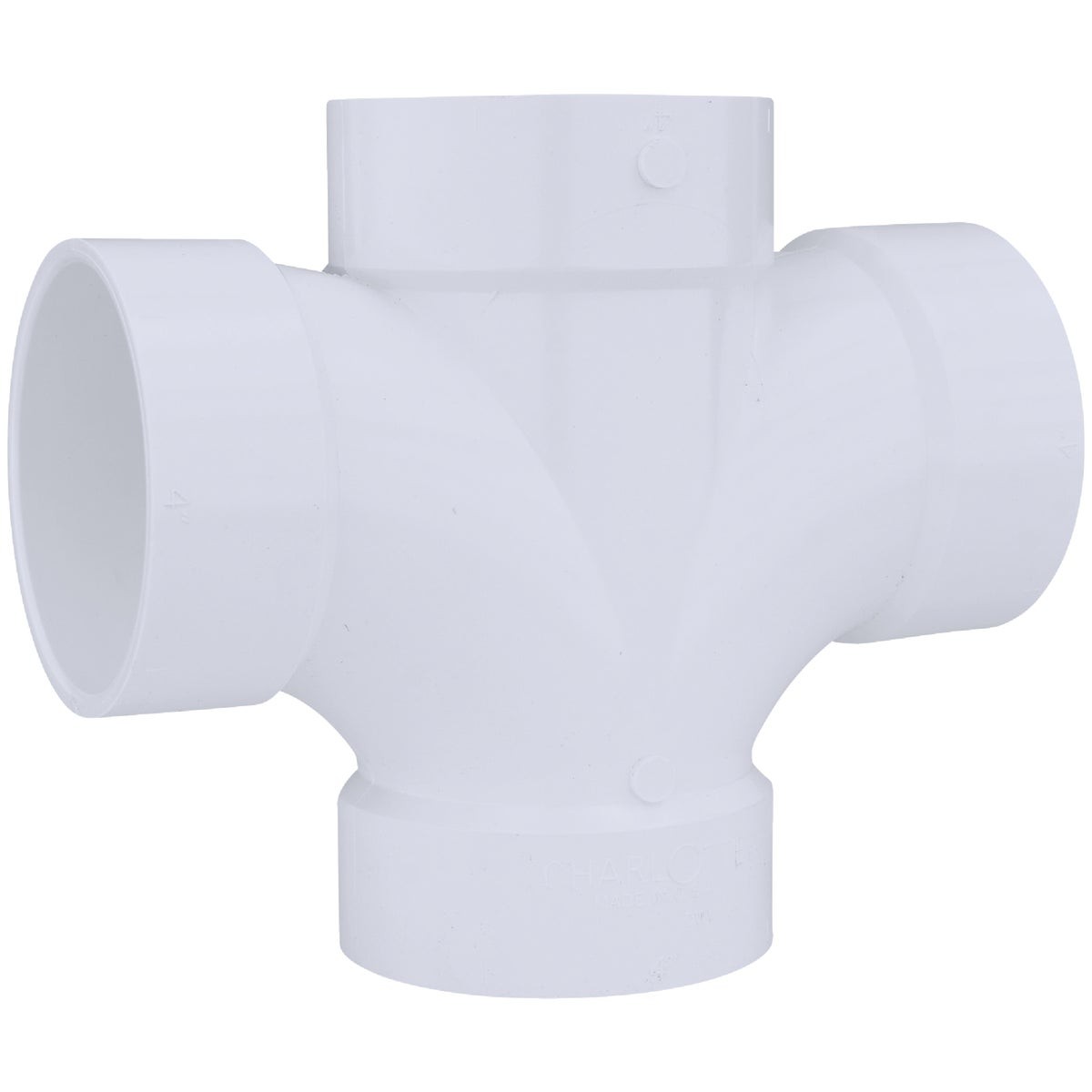 Charlotte Pipe 4 In. Double Sanitary DWV PVC Tee PVC 00428  1200HA Charlotte