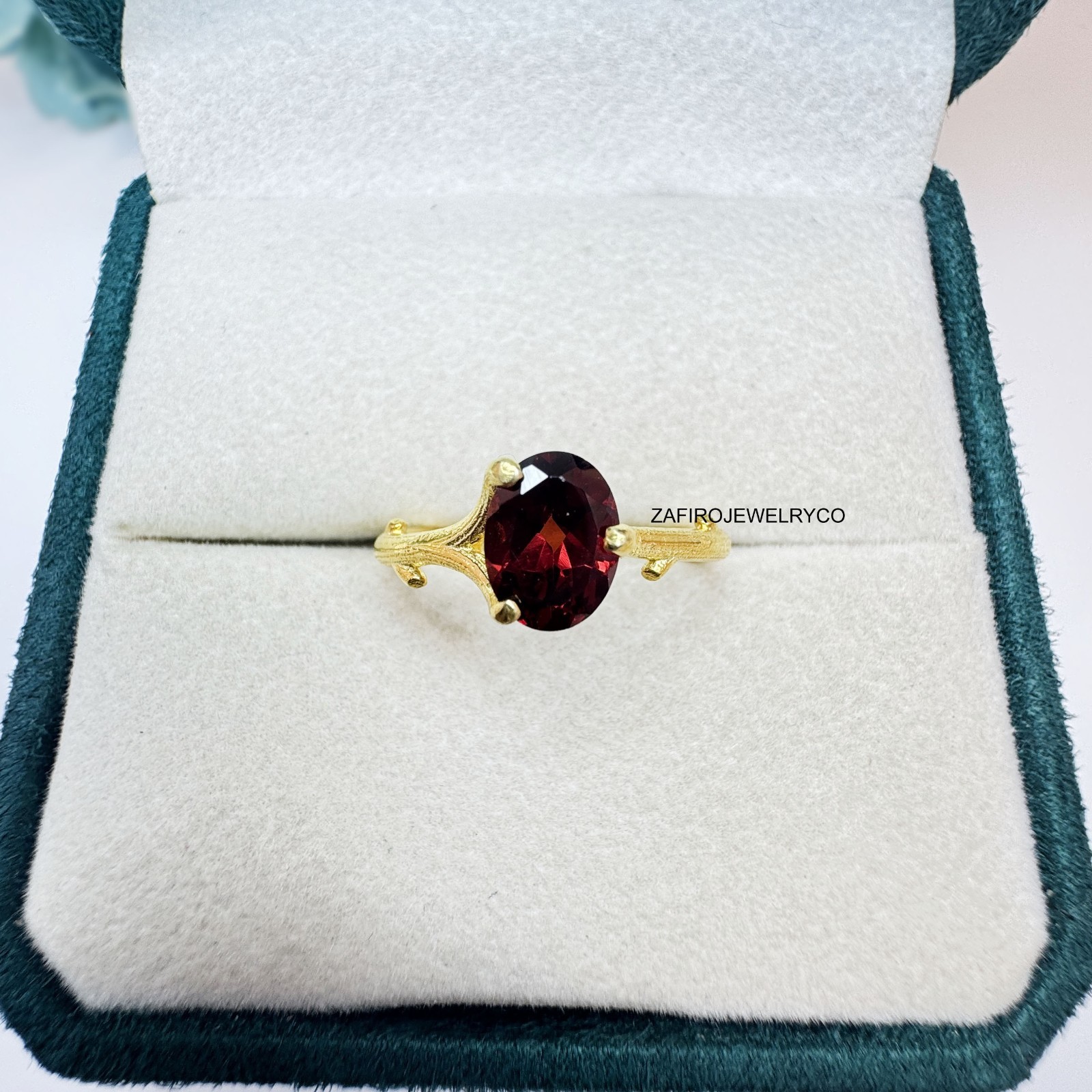 Natural Garnet Ring, Statement Ring, January Birthstone, 925 Sterling Silver