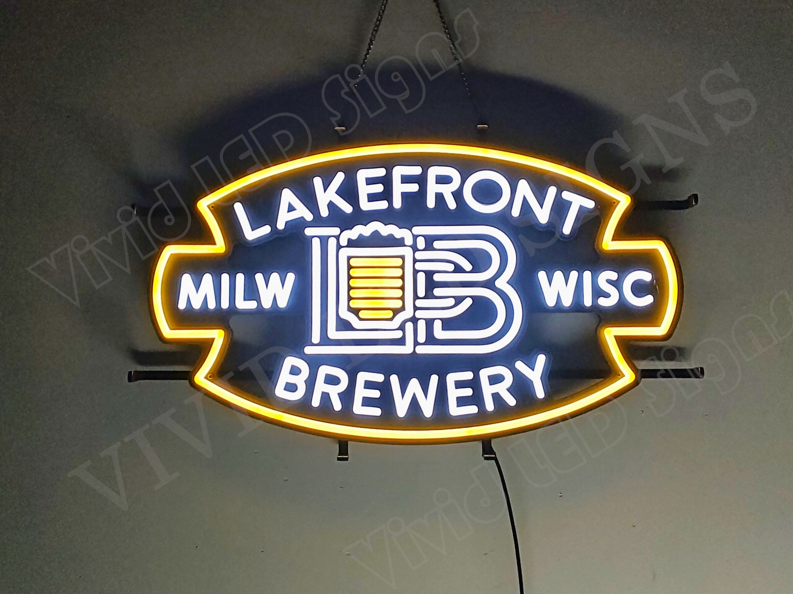 Lakefront Brewery Beer Milwaukee 24"x14" Vivid LED Neon Sign Light With Dimmer
