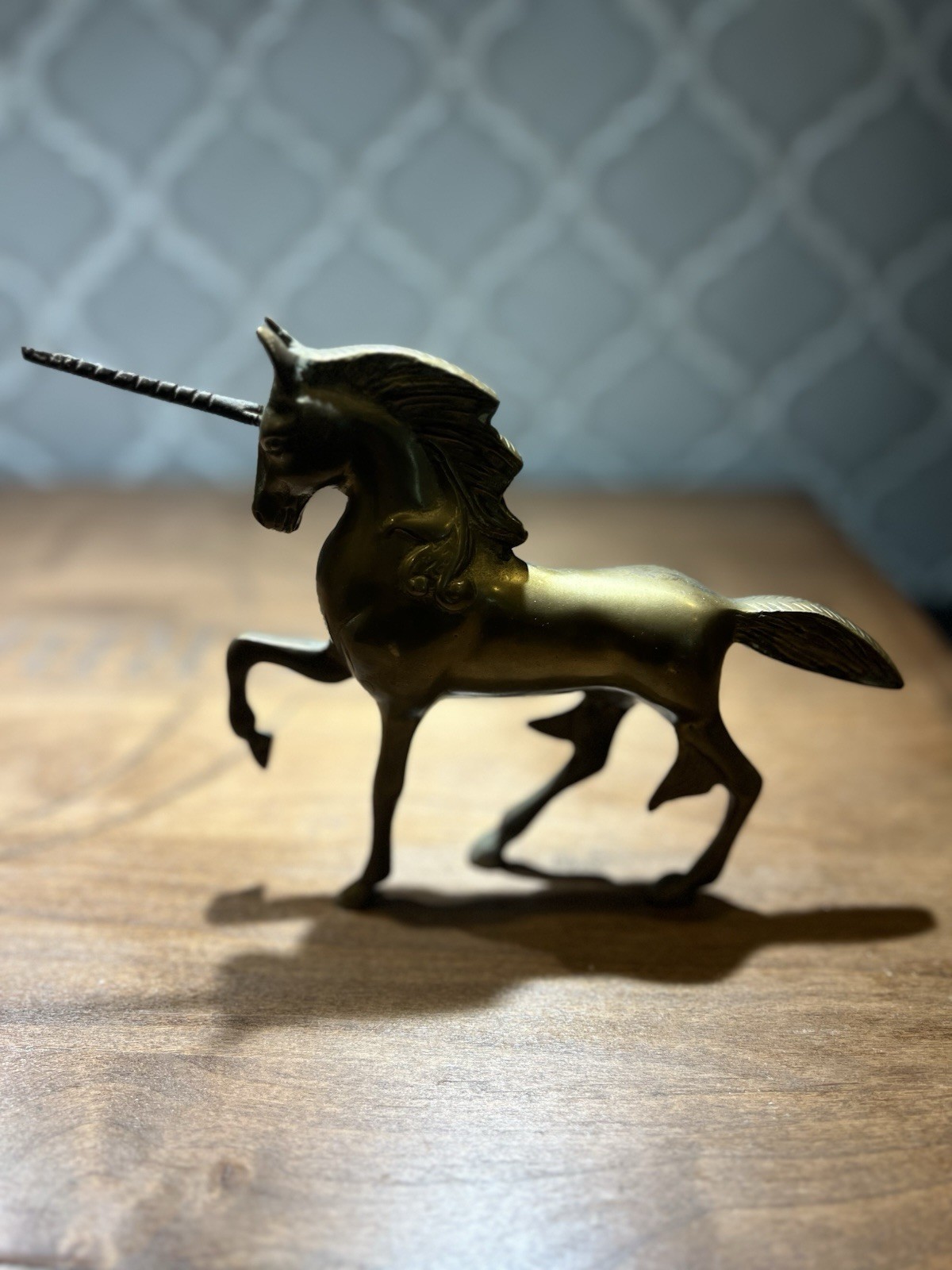 Vintage Solid Brass Mythical Unicorn Figurine Statue