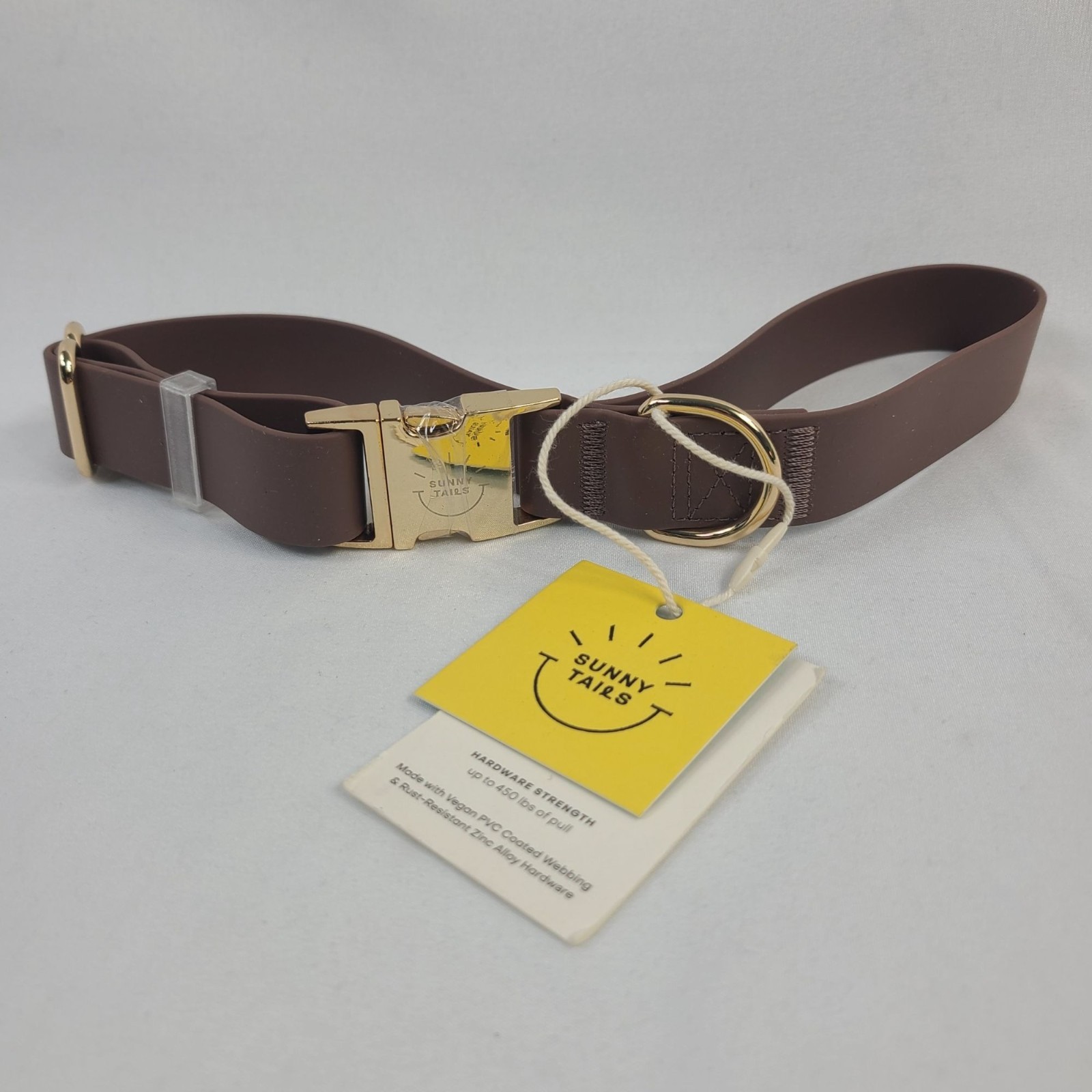Sunny Tails Large Cloud Dog Collar Adjustable Waterproof Brown Quick-Release