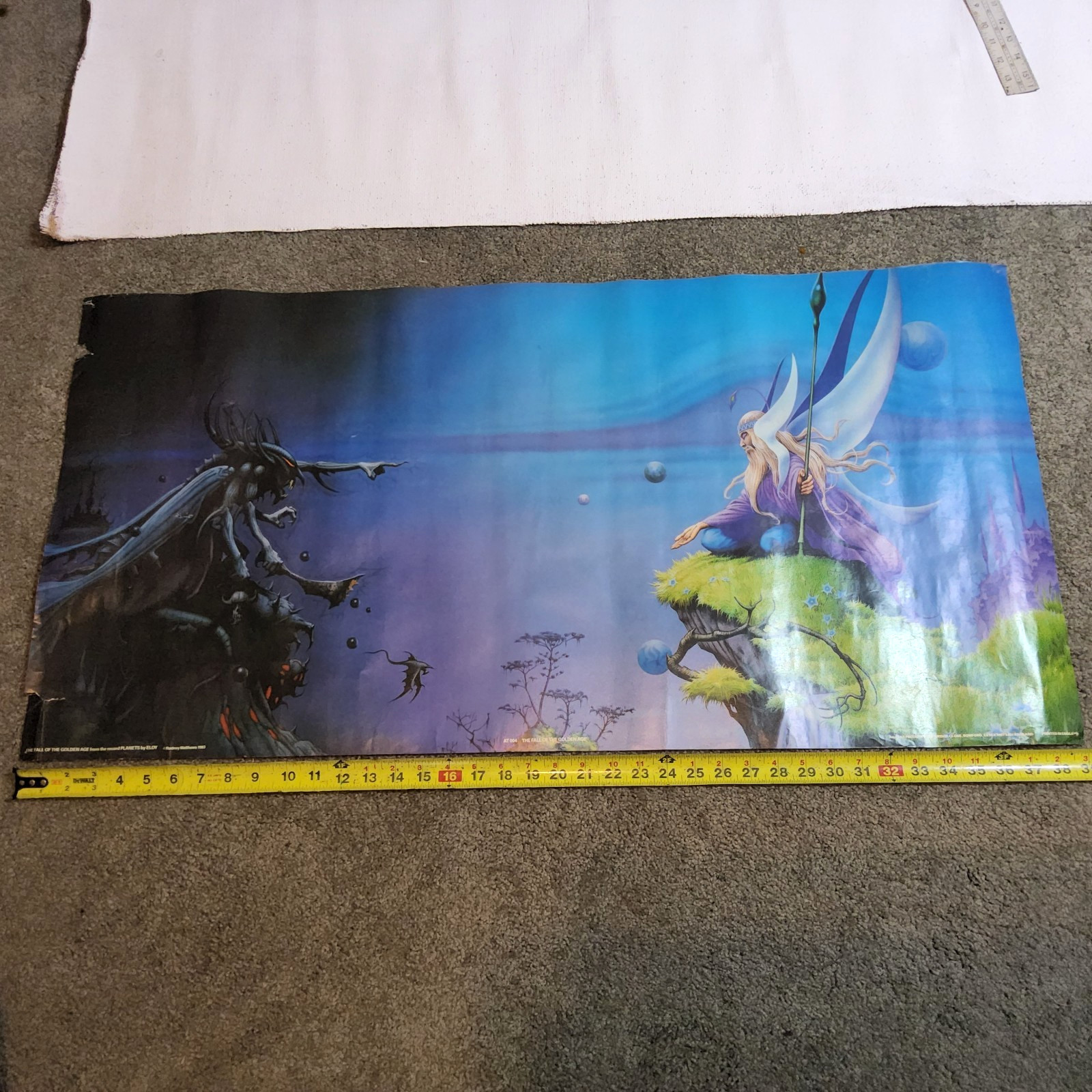 VINTAGE 1983 tHE fALL oF tHE gOLDEN aGE pOSTER rODNEY mATTHEWS  39"x20"