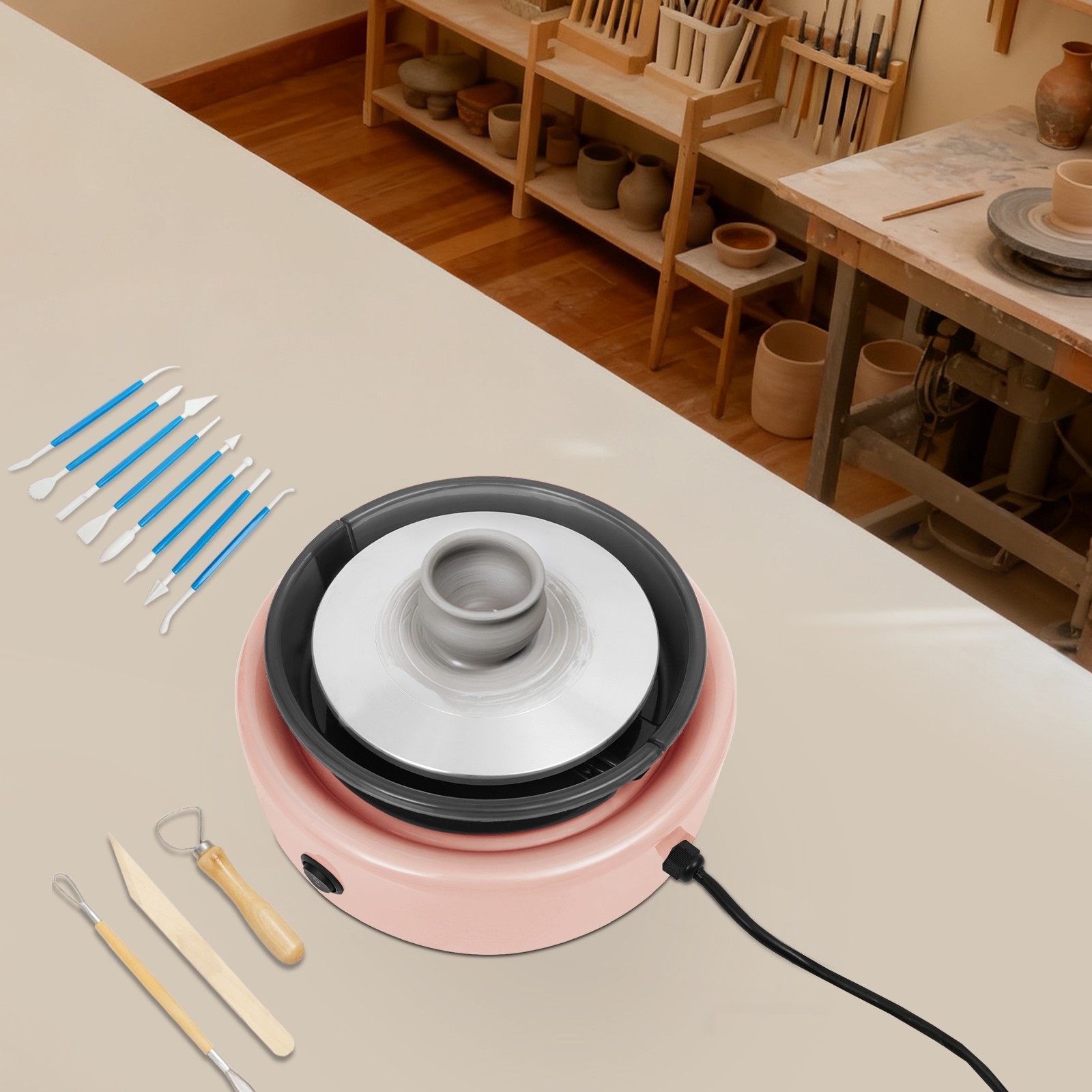 Adjustable Speed Mini Pottery Wheel Machine Pottery Machine With Foot Pedal 60W