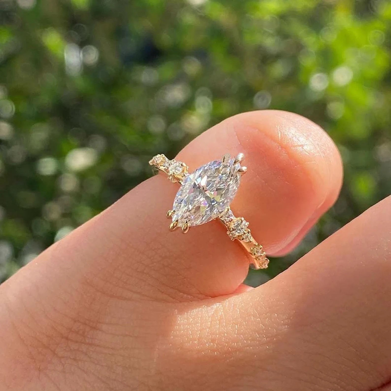 925 Sterling Silver Marquise Cut Simulated Diamond Engagement Ring Gift for Her