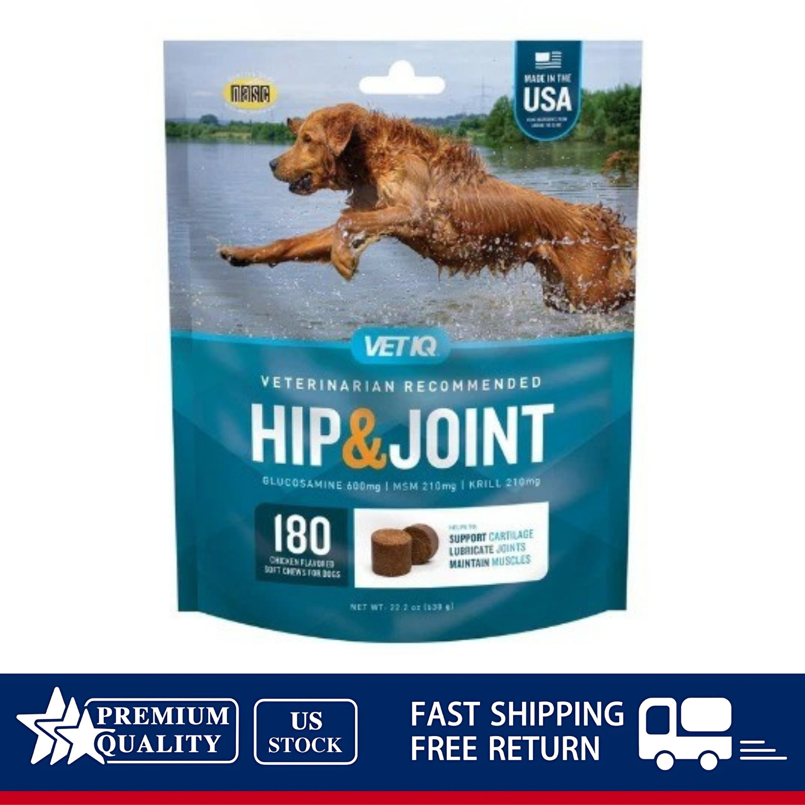 VETIQ Maximum Strength Hip & Joint Soft Dog Chews, Chicken Flavored, (180 ct.)