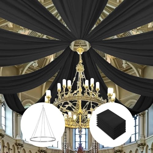  6 Panels Ceiling Drapes 5ft x 10ft with Wedding Ceiling 5FTx10FT 6Panels Black