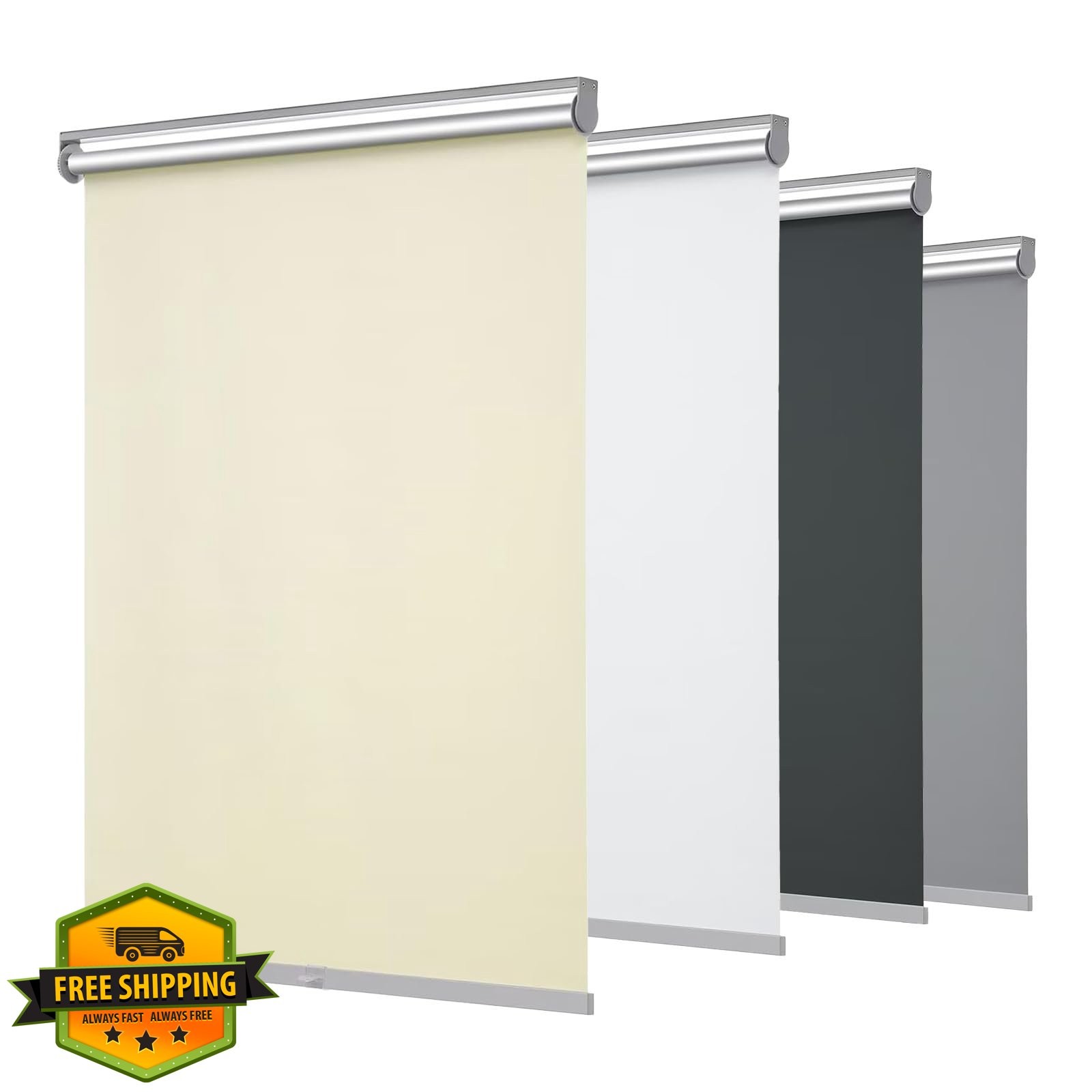 Changshade Blackout Roller Shades for Windows (Beige, 48" W x 72" H)