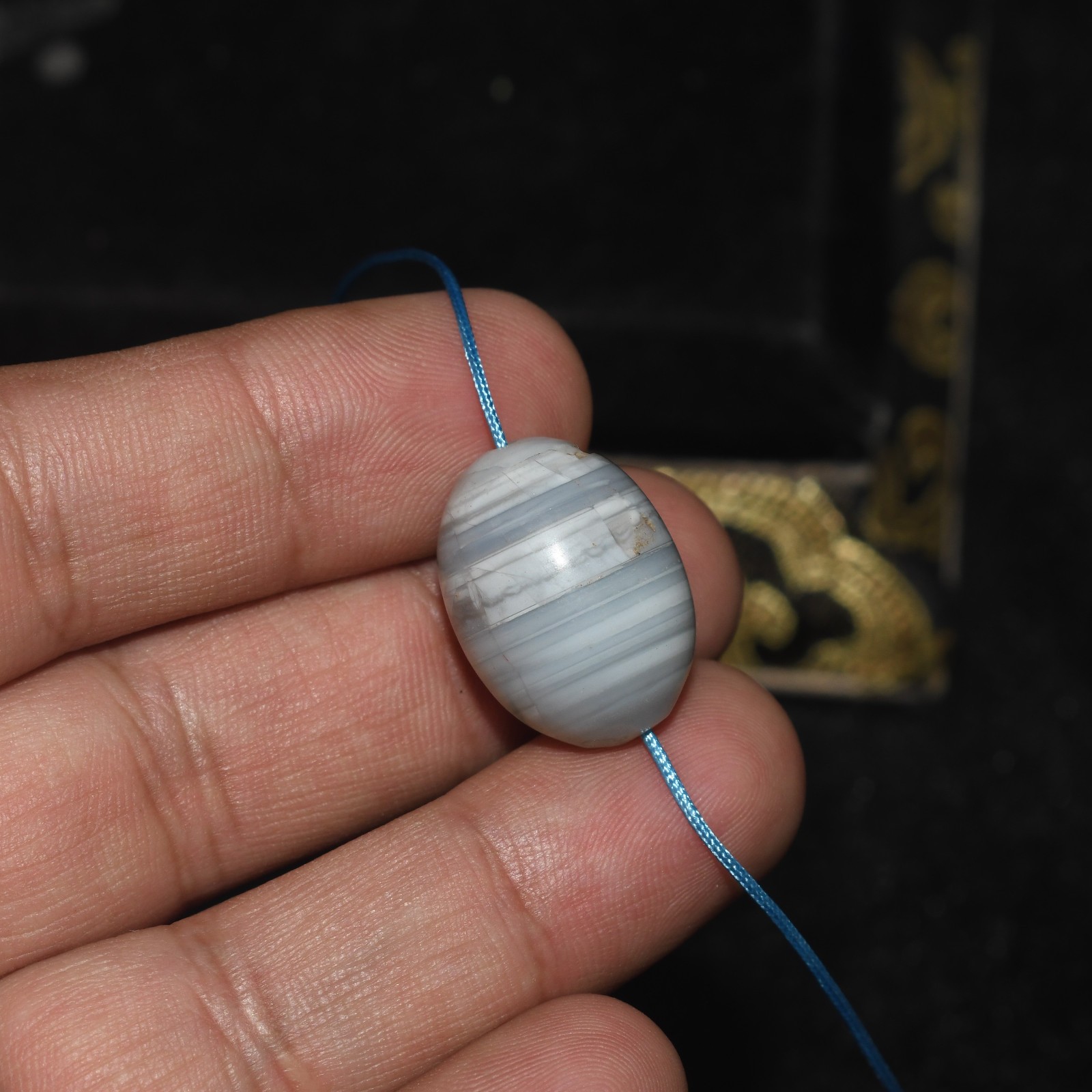 Authentic Ancient Central Asian Banded Agate Stone Bead in good Condition