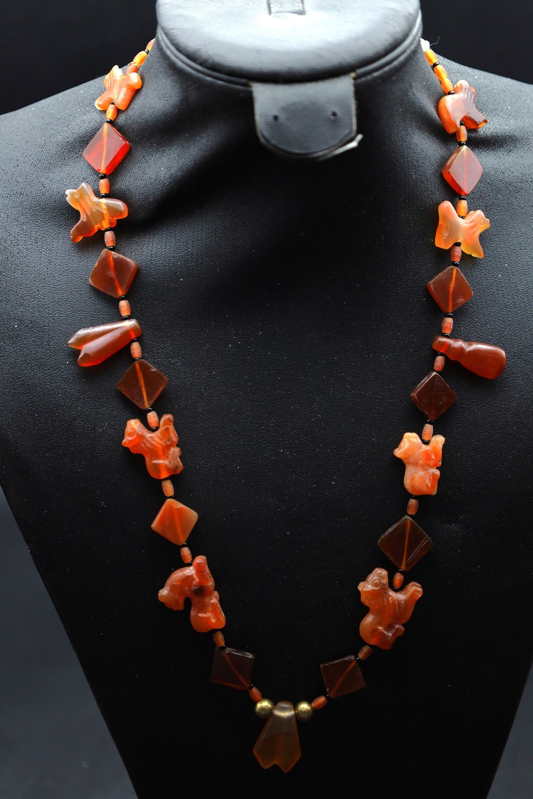 Ancient Bactrian Agate Carnelian & Near Eastern Animal Beads Necklace